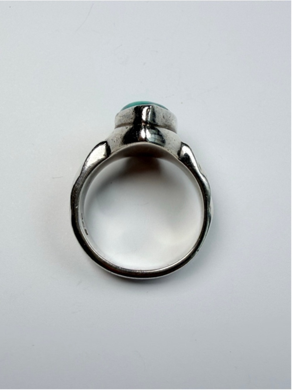 Southwestern Turquoise Tear Drop 925 Sterling Silver Cable Vintage Ring - Picture 3 of 10